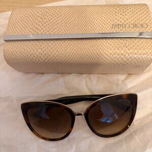 100% Authentic Jimmy Choo Sunglasses-Oversized cat eye, chocolate brown